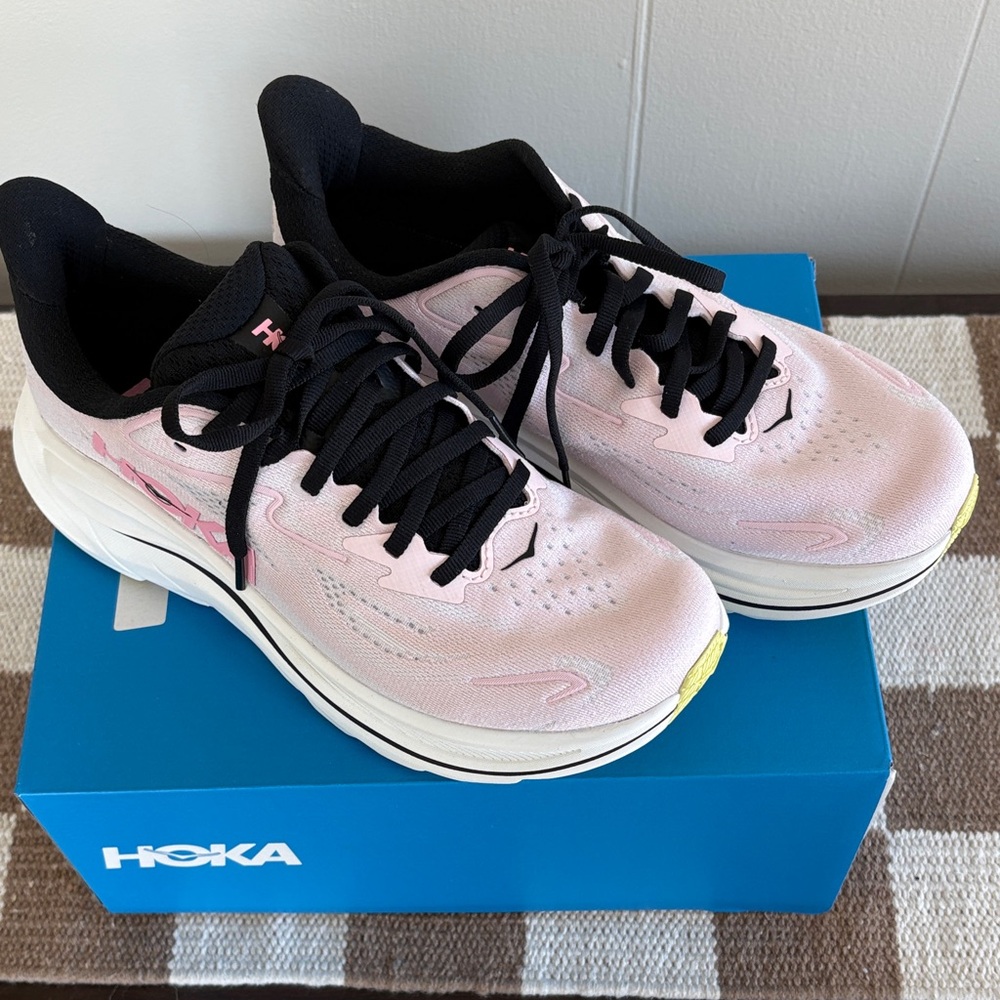 Hoka Women's Pink and Black Road-Running Sneakers